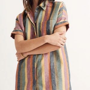 Madewell Courier Shirt-dress in Rainbow Stripe
